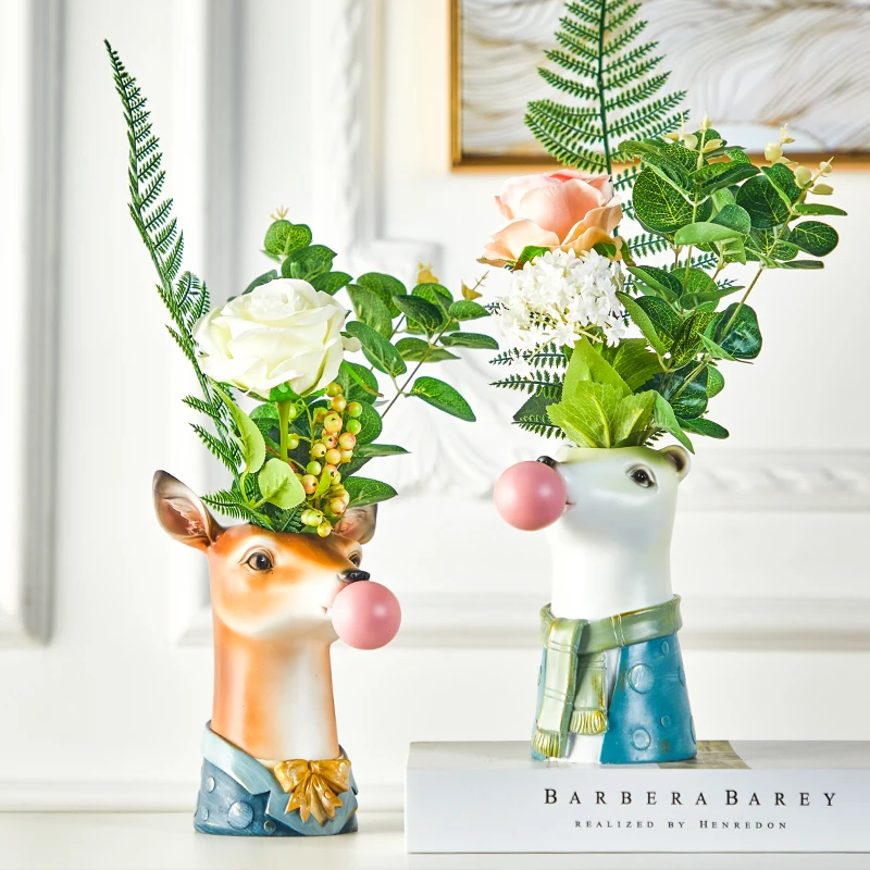 Креативность Harz Sukkulenten Pflanzen Blume Pflanzer Blumentopf Vasen Korb Cartoon Голов для Wohnkultur