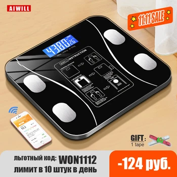 Báscula de grasa corporal Digital inteligente, Analizador de composición corporal, inalámbrico, para baño, con aplicación para teléfono inteligente, compatible con Bluetooth 1