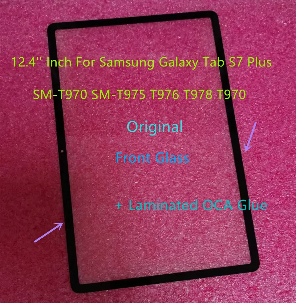 Фото Новое переднее стекло 12,4 дюйма для Samsung Galaxy Tab S7 Plus SM-T970 SM-T975 T976 T978 T970 сенсорного экрана + ламинированный клей OCA №1