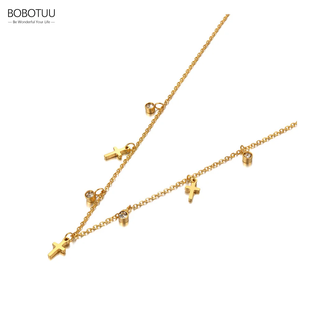 Женское колье из нержавеющей стали с фианитами BN21155