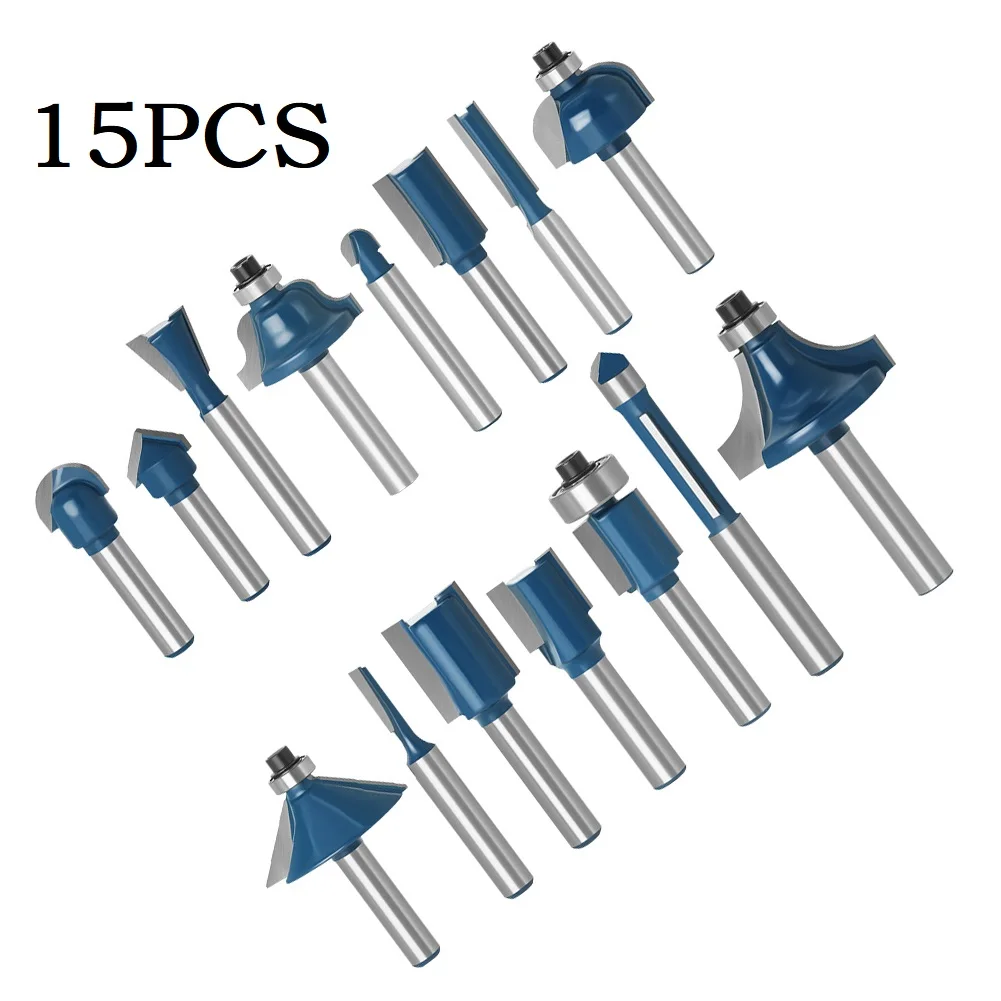 

8PC 1/4inch Router Bit Trimming Straight Milling Cutter Tungsten Carbide Cutting Shank Wood Router Bit Straight End Mill