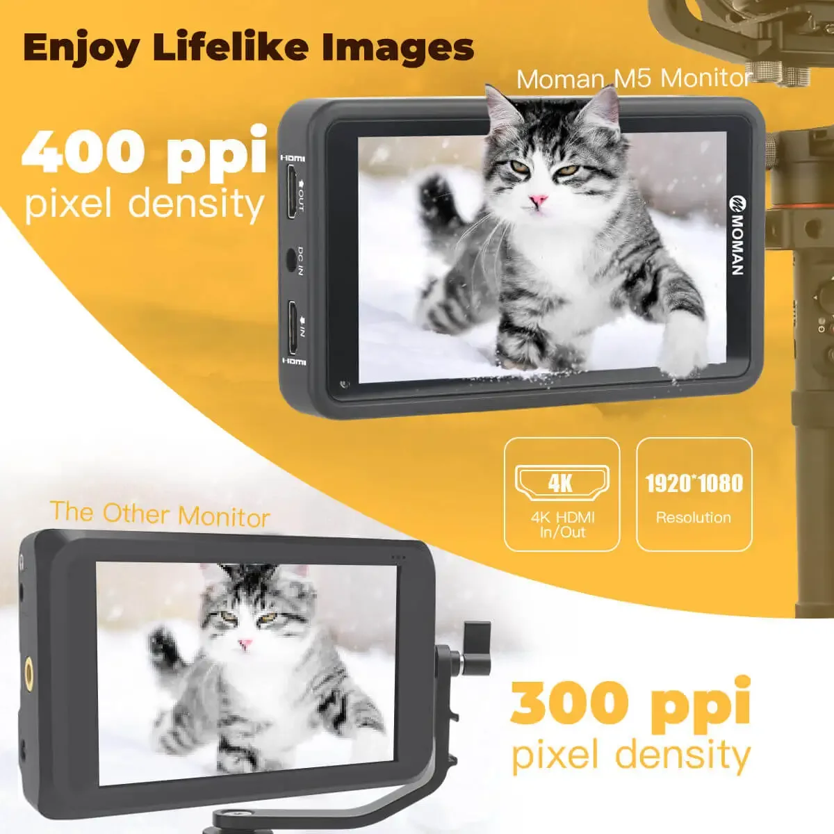 Moman M5 5 дюйма на камеру DSLR Полевой монитор 3D Сенсорный экран IPS FHD 1920x1080 Поддержка