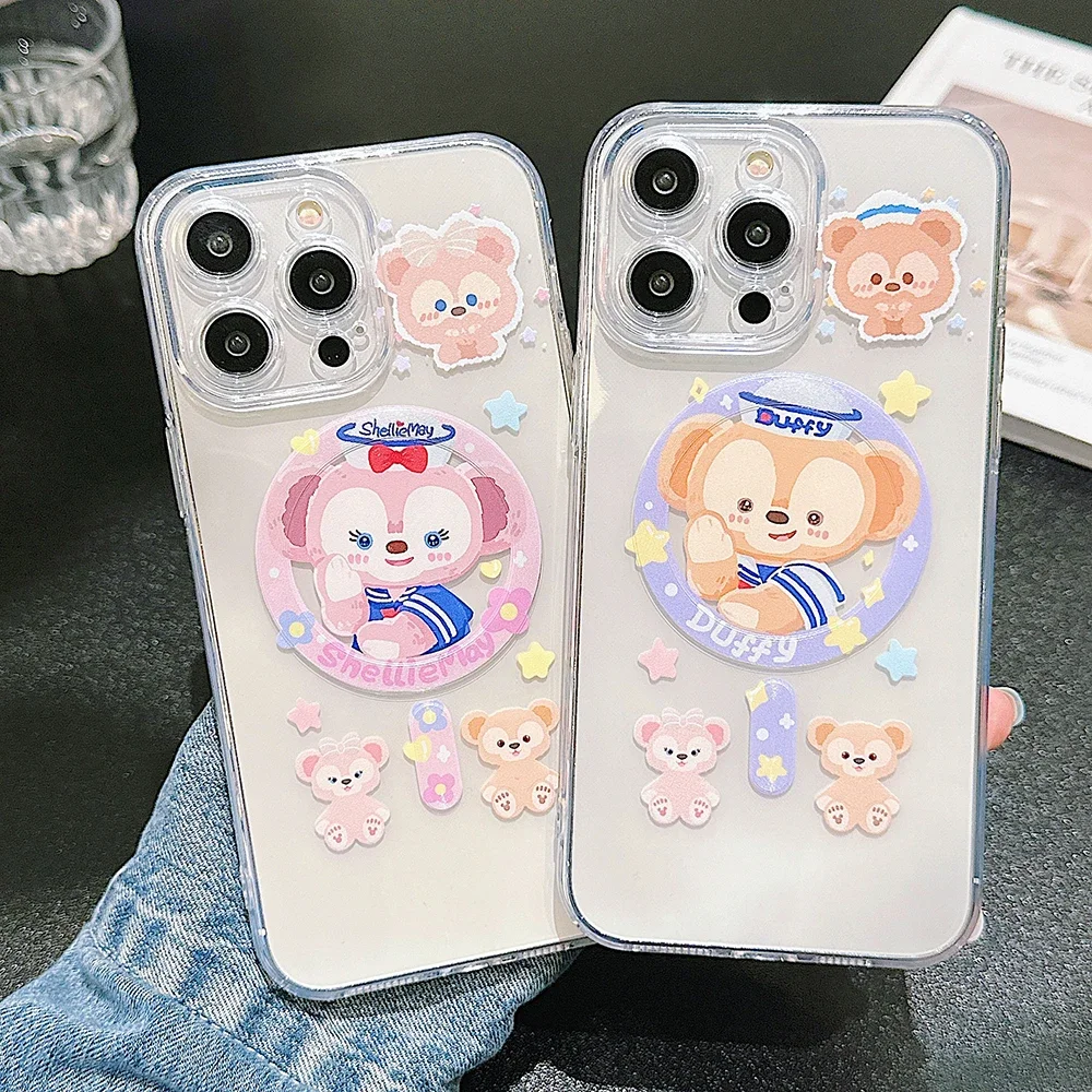 Магнитный чехол для телефона Cute Duffy Bear S-ShellieMaykai Magsafe iPhone 16 15 14 13 12 11 8 7 Plus Pro Max X XR XSMax
