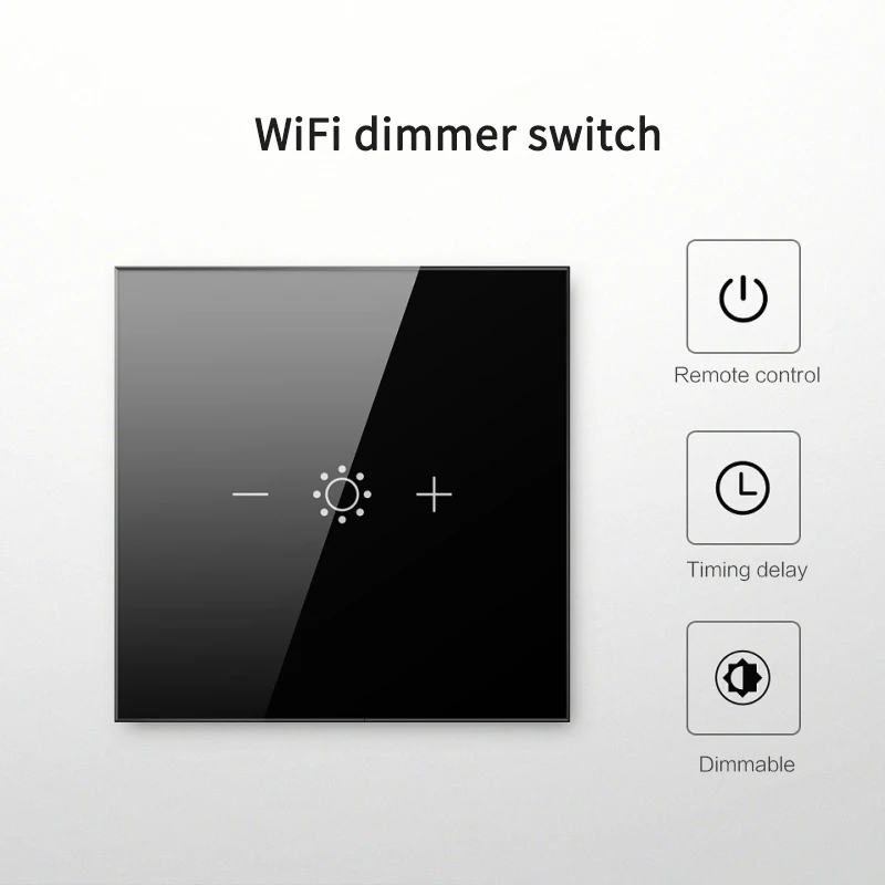 

Smart WiFi Switch Touch Glass Wall Panel Dimming Light Switch Neutral Wire 100-240V Tuya Smart Life Control With Alexa Google