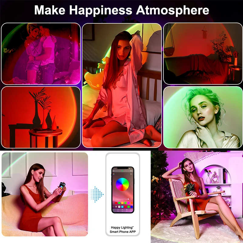 smart app 16 million colors sunset lamp led projector night light home decoration photography lighting free global shipping