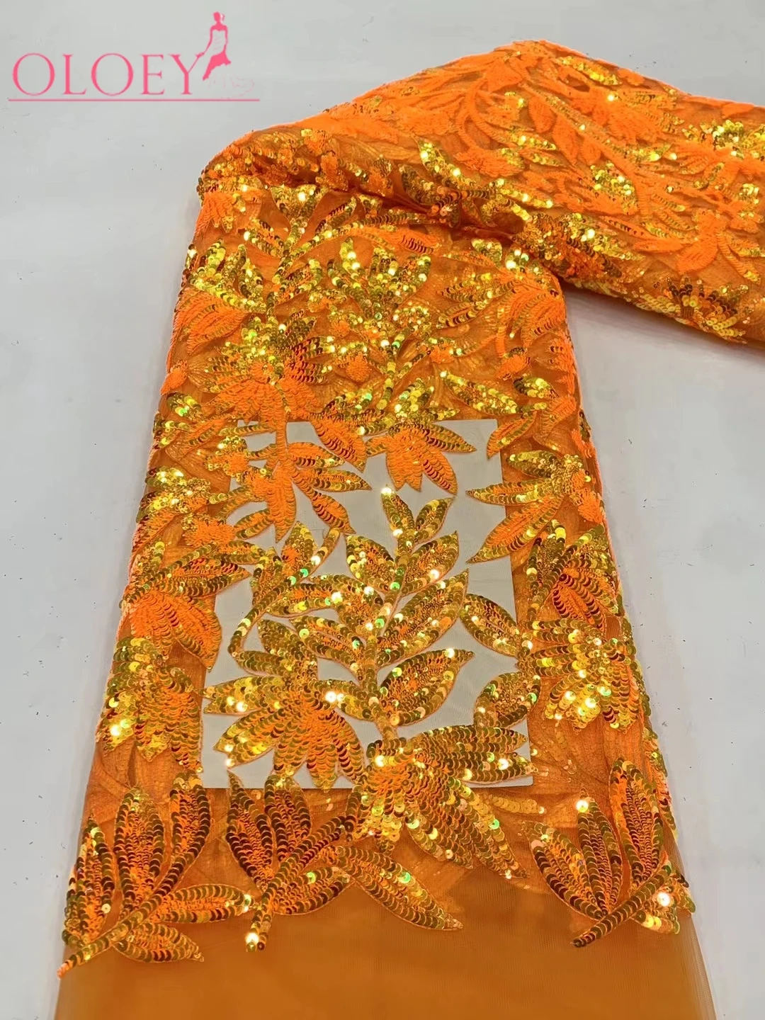 

Fashion Elegant French Tulle African Embroidery Sequins Lace Fabric Nigerian Lace Fabric For Wedding Dress