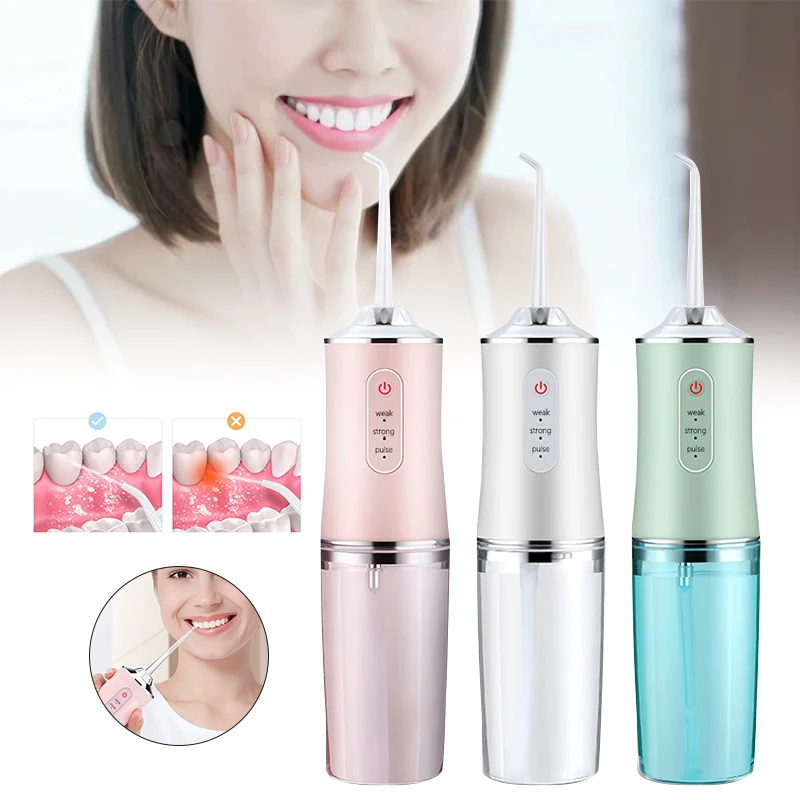 

1pcs Oral Irrigator Portable Dental Water Flosser USB Rechargeable Water Jet Floss Tooth Pick 4 Jet Tip 220ml 3 Modes IPX7