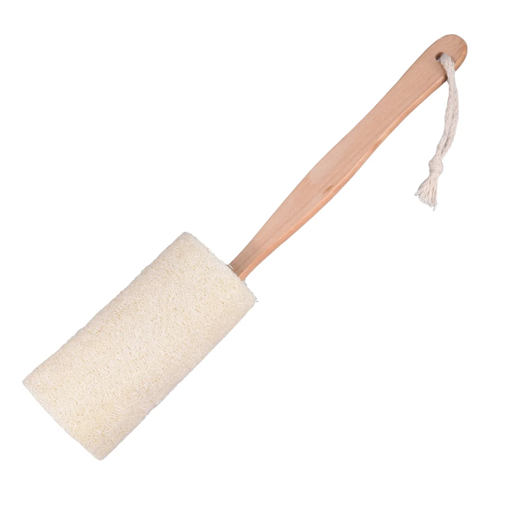 

Long Wooden Handle Natural Exfoliating Loofah Back Sponge Scrubber Brush Bath Body Brush - 36*10cm (Raw Wood)