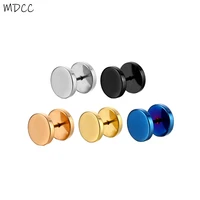 34567810mm dia barbell studs earrings for women men solid color 316l stainless steel screw back pierced studs jewelry gift