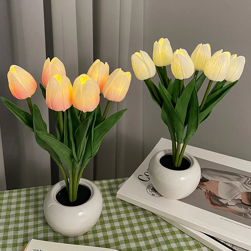 

LED Tulips Artificial Flowers Lamp Simulation Tulip Night Light For Bedroom Wedding Banquet Living Room Garden Hotel Home Decor