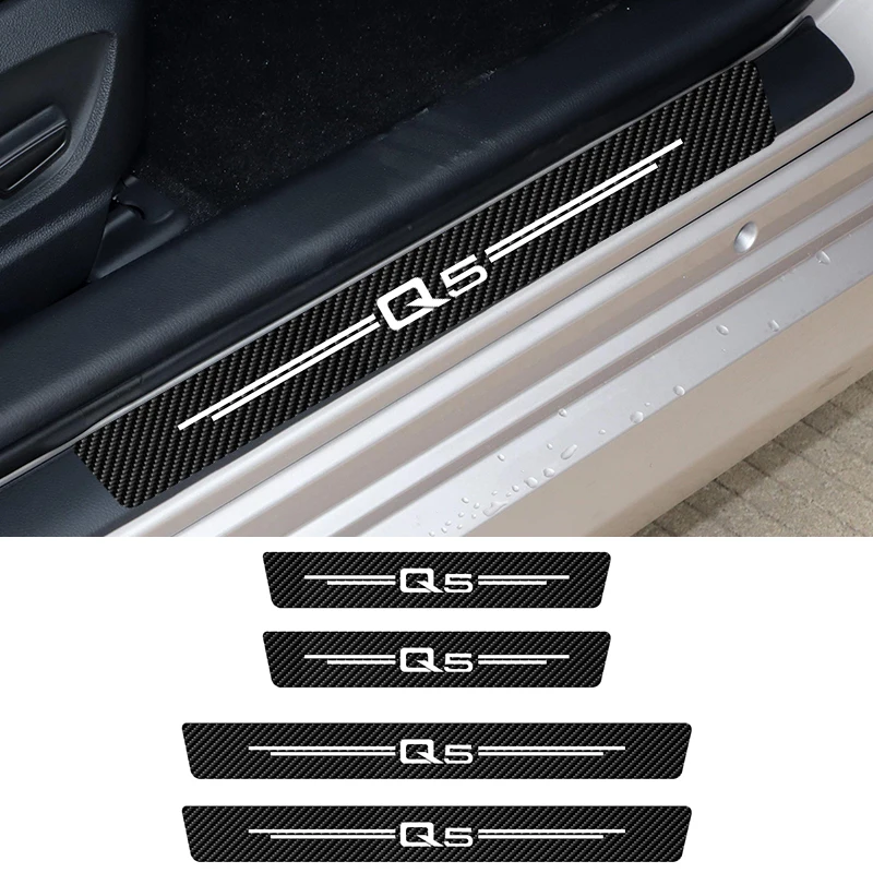 

4Pcs Car Scuff Plate Carbon Fiber Sticker For Q5 8R Car Threshold Door Sill Protector Anti Scratch Decals Auto Accessories