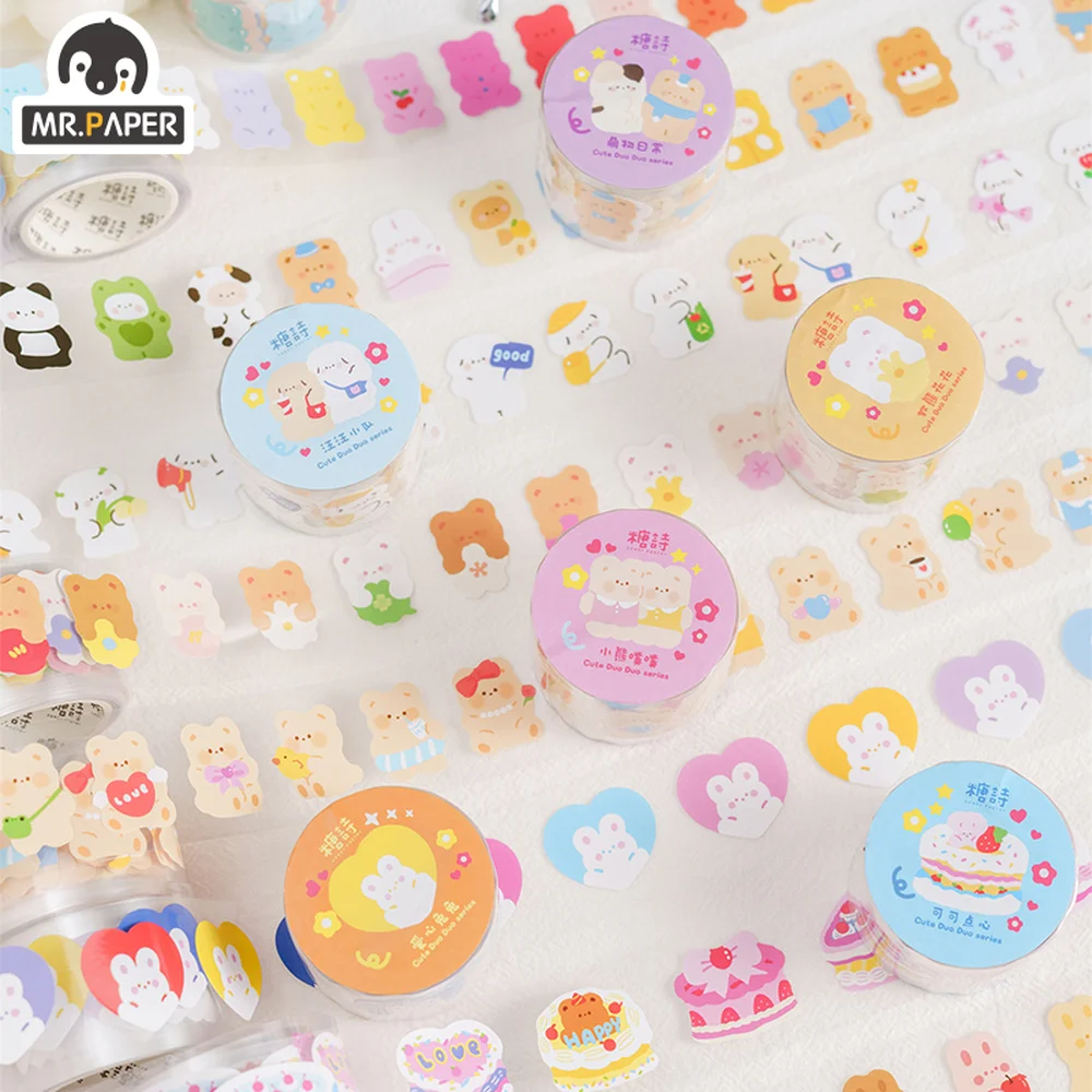 

Mr.paper 8 Creative Art PET Tape Ins Style Cute Cartoon Animal Decoration DIY Scrapbook Stickers Masking Tape