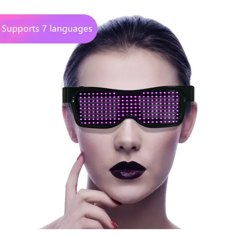 

Bluetooth Programmable LED Text USB Charging Display Glasses Dedicated Nightclub DJ Festival Party Glowing Toy Gift