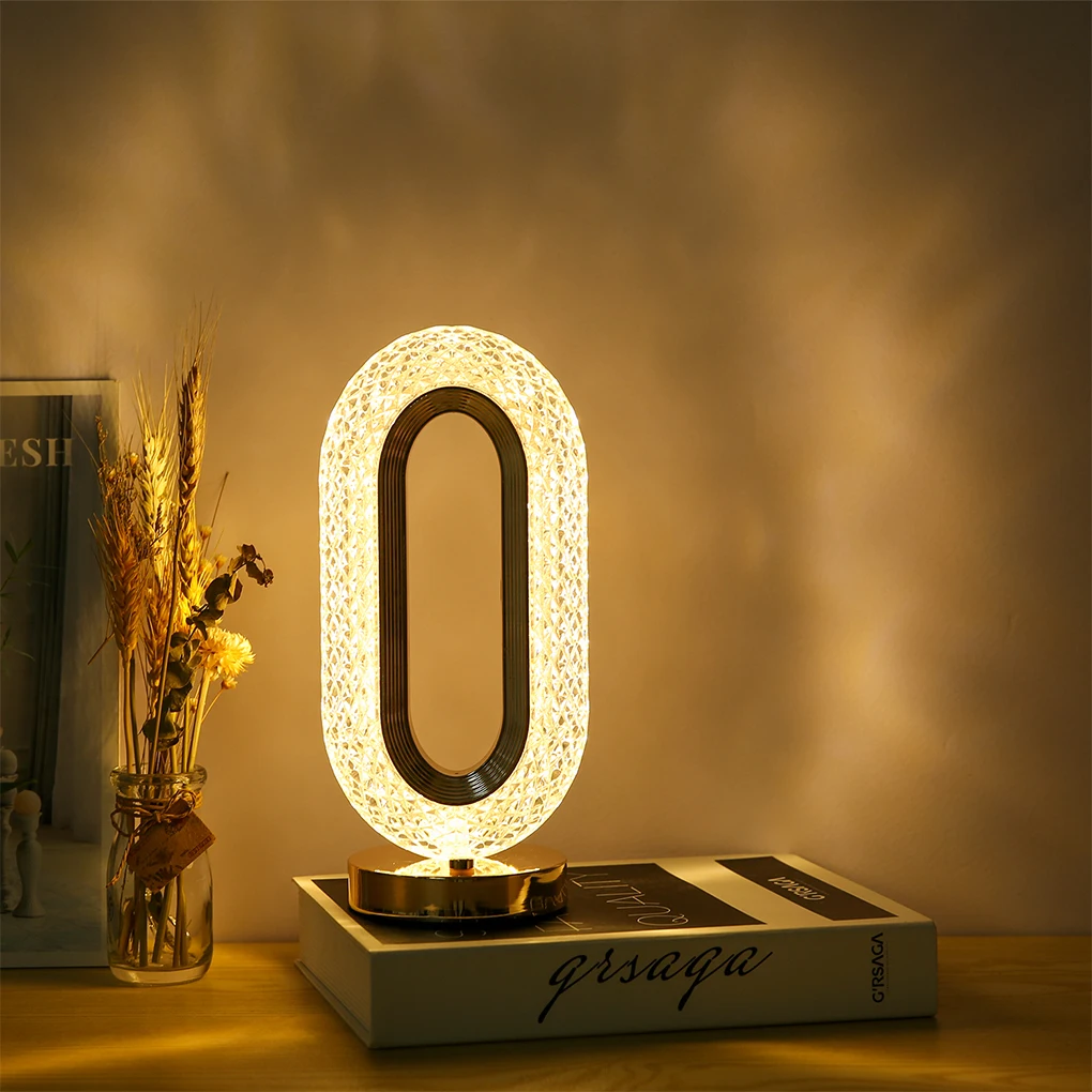 

Table Lamp Crystal Battery Night Light Exquisite Sensitive Lighting Accessory Desktop Home Bedroom Decor 2000 mAh