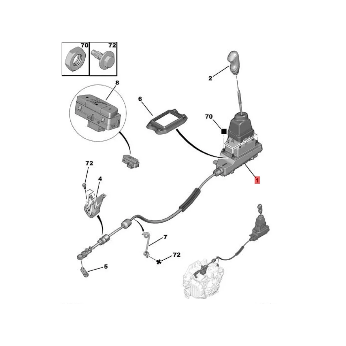 

2400NE Car Variable Speed Lever Shift Seat Assembly W/Rope for Peugeot 508 508SW 2011-2015 Gearshift Control Lever Box