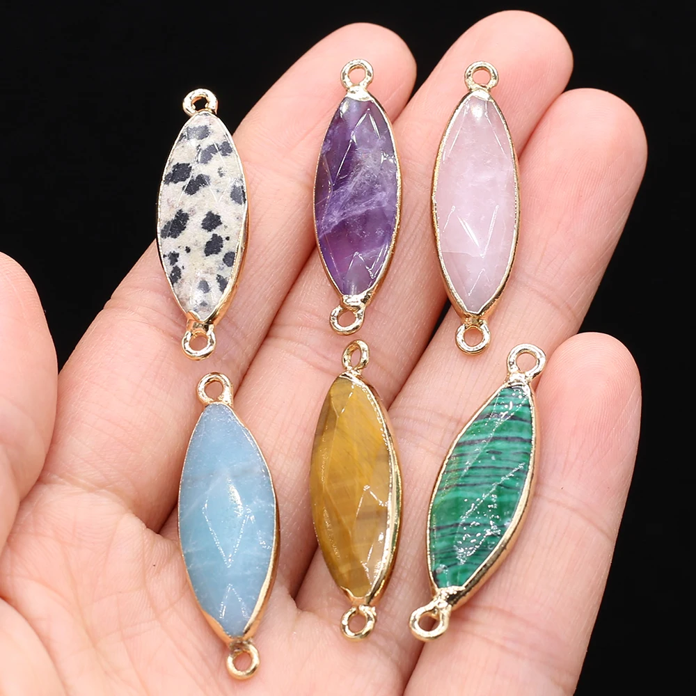 

Подвесной соединитель из натурального камня в форме глаза лошади, авантюрин, роза, кварц, подвесной соединитель для изготовления ювелирных ...