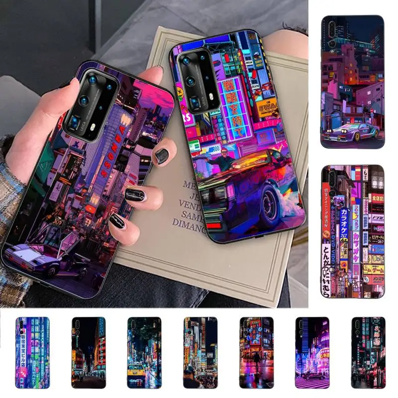 

YNDFCNB Japanese Aesthetic Night City Tokyo Phone Case for Huawei P30 40 20 10 8 9 lite pro plus Psmart2019