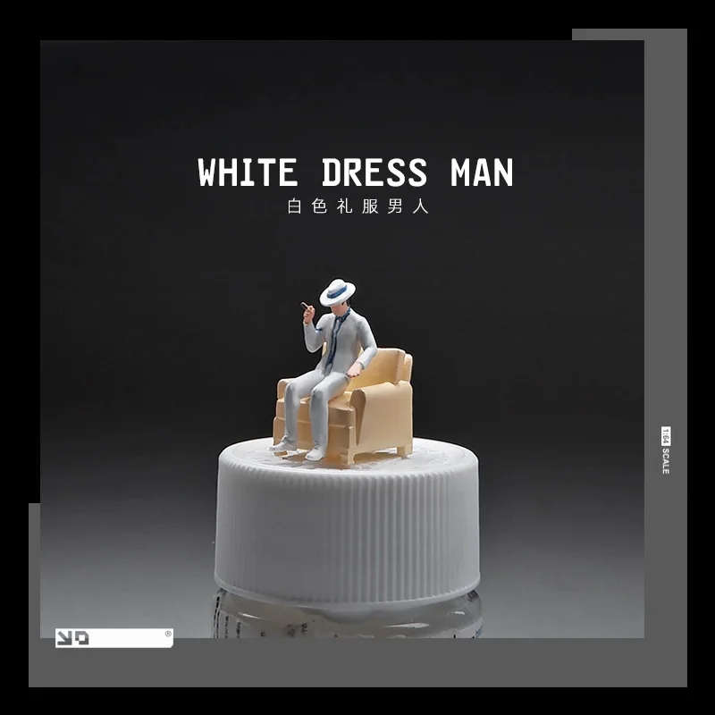 

1: 64 Doll Handmade White Dress Men Colored Figure for Diorama