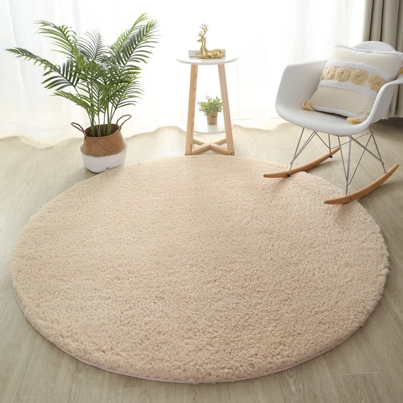 

Plush Round Carpet Brown Fluffy Rugs for Living Room Bedroom Floor Mats Bedside Area Rugs Soft Anti-Slip Carpet Home Decoration