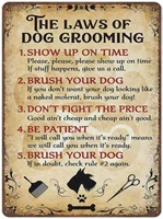 retro metal novelty poster iron painting the laws of dog grooming dog groomer tin sign gift for dog groomer wall decoration
