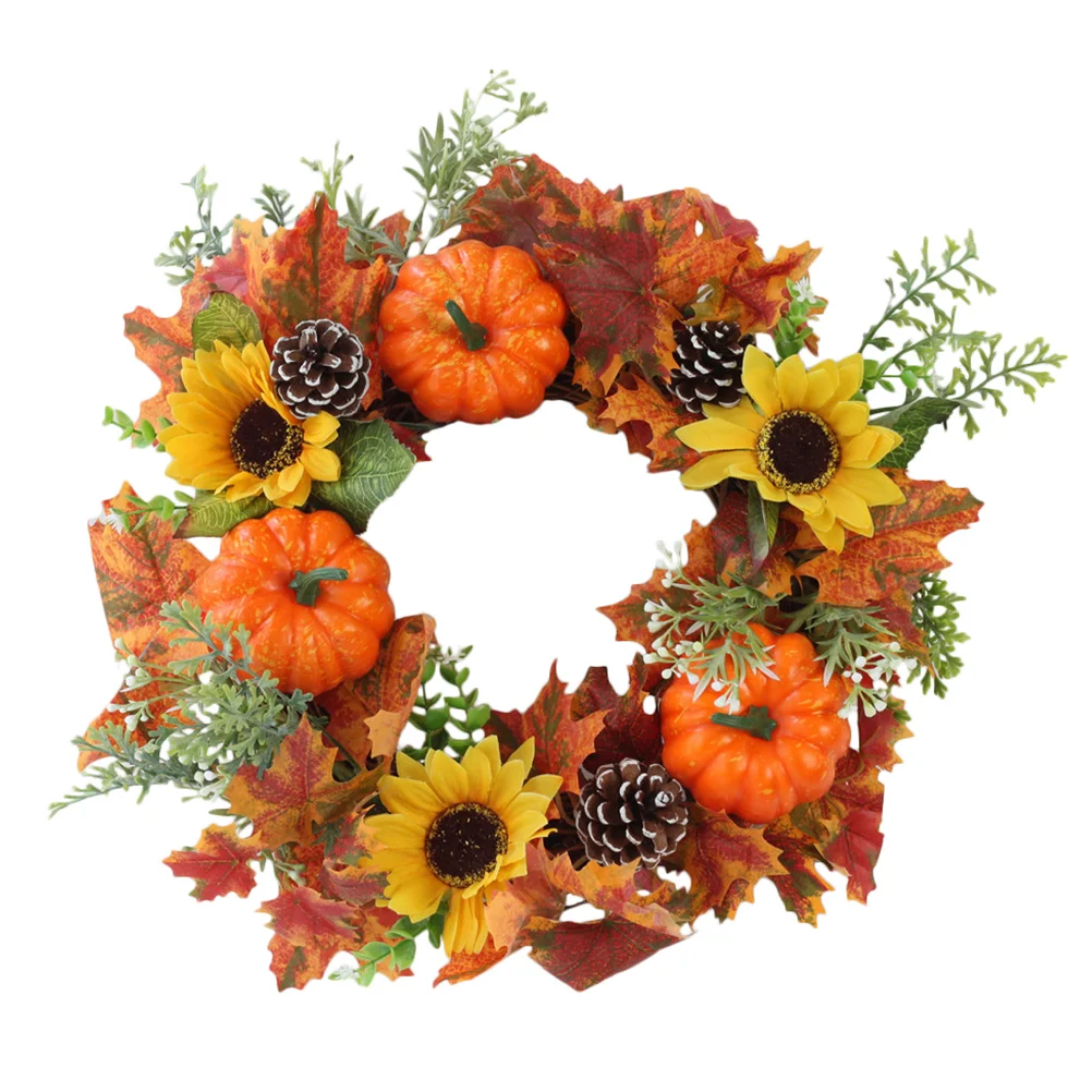 

Wreath Decoración Halloween Festival Simulated European American Faux Pumpkin Holiday Decoration Rattan Décor