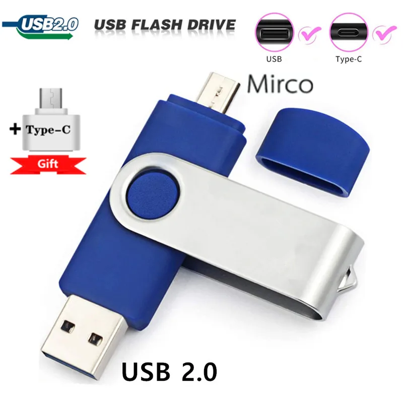 

OTG 3 IN 1 usb flash drive Real Capacity pen drive 64GB 32GB 16GB 8GB 4G Portable usb stick type-c pendrive Free Custom Logo