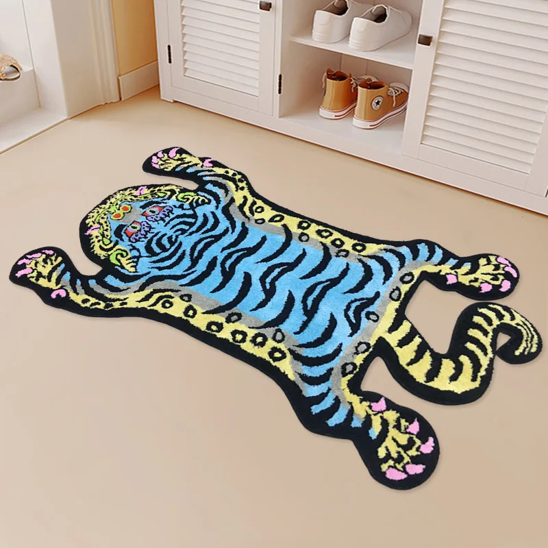tibetan tiger rug handmade tufted tiger shape carpet floor mat non slip absorbent bathroom mat home decor living room area rugs free global shipping