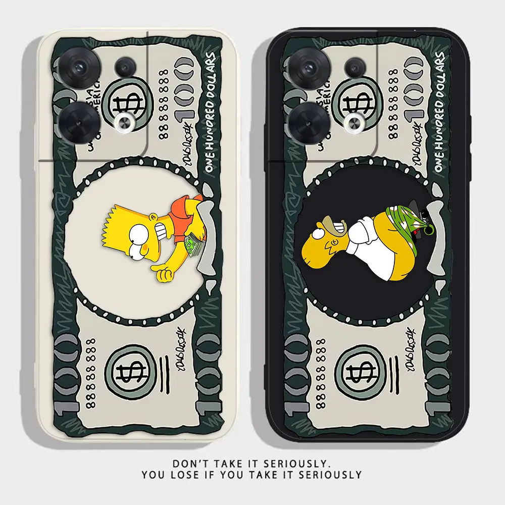 

Money S-Simpson Phone Case For OPPO RENO 8 7 9 6 7SE 5 4 4SE 4 3 4G 5G PRO PLUS Colour Liquid Silicone Case Funda Shell Capa