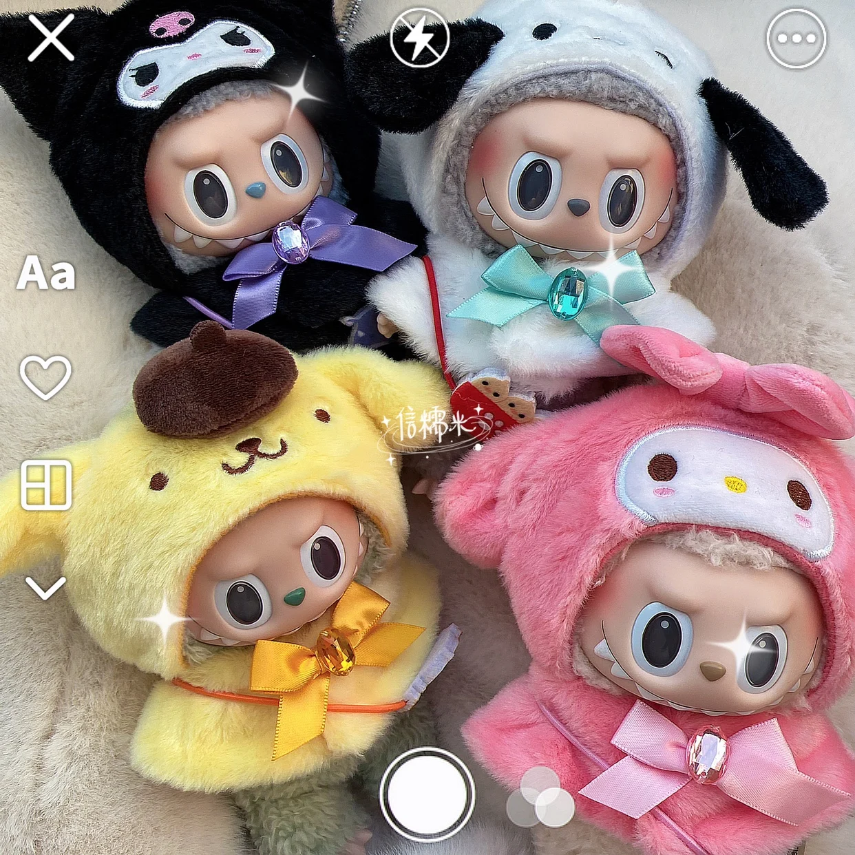 Labubu милый плащ Hello Kitty одежда монстр виниловая кукла шляпа аксессуары Nunu