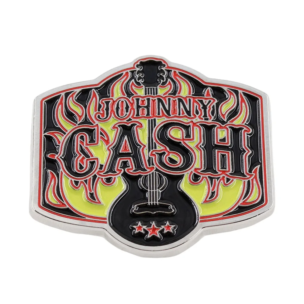 Фото Эмалевые значки Johnny Cash Rock Band: ретро-гитара, брошь «Кольцо огня», металлический значок с изображением альбома в стиле кантри, значок для рюкзака/на лацкан, подарок для фанатов №1