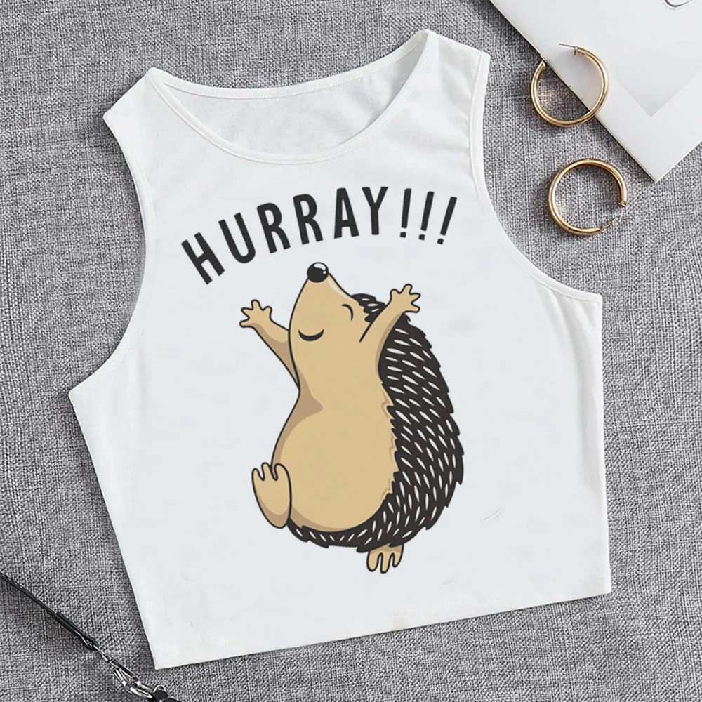 

Женский винтажный укороченный топ с рисунком ежа, 2000s