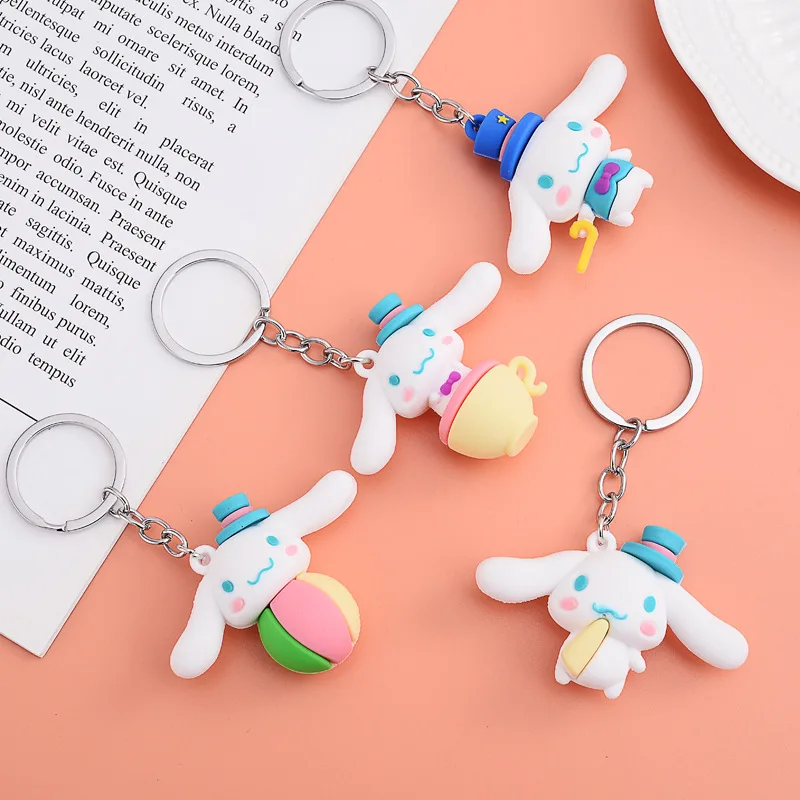 

Kawaii Cute Little White Dog Keychain Fun Puppy Key Ring Men Keychains Women Backpack Charm Pendant Gift for Kids and Friends