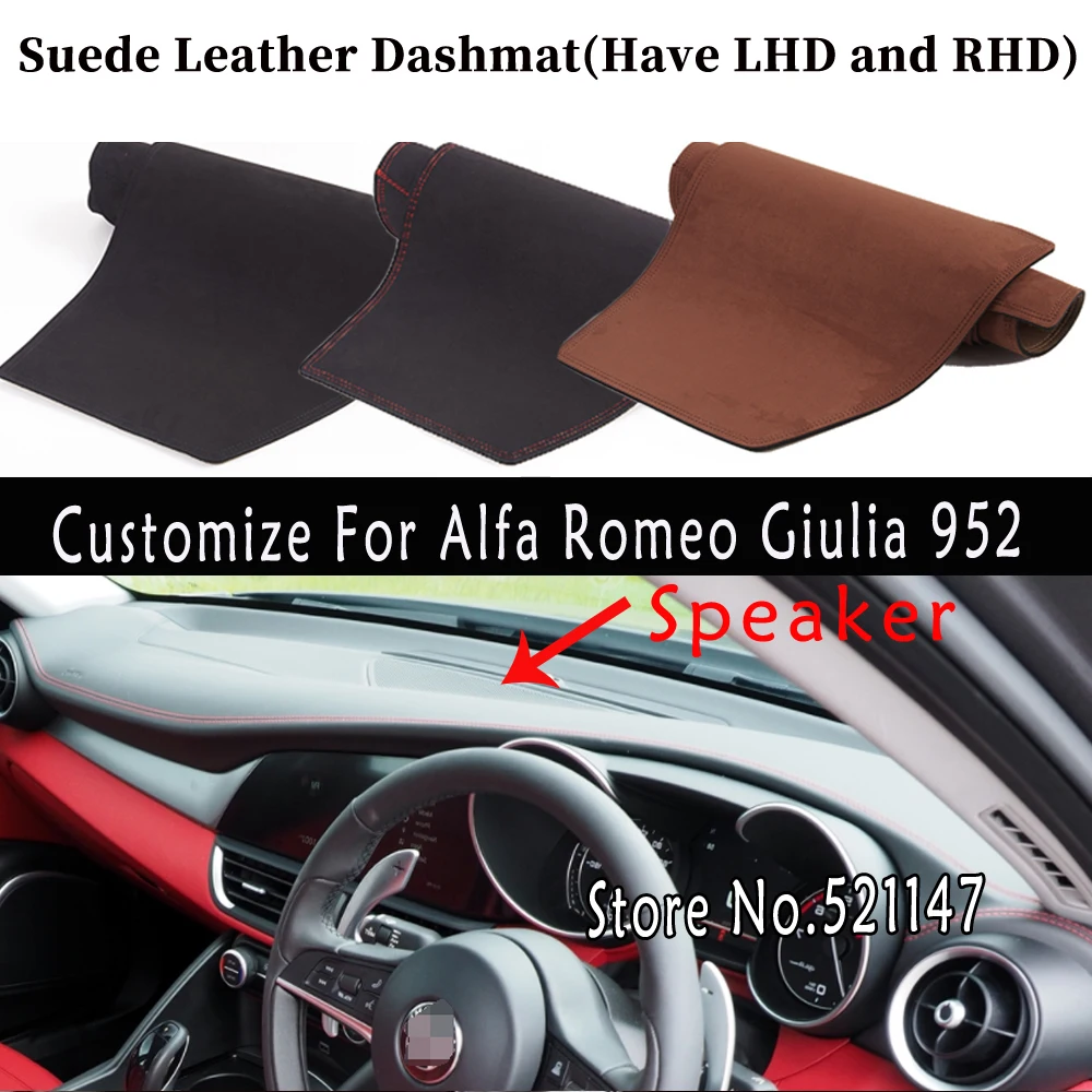 

Accessories Car-styling Suede Leather Dashmat Dashboard Cover Dash Mat Carpet For Alfa Romeo Giulia 952 2017 2018 2019 2020 2021