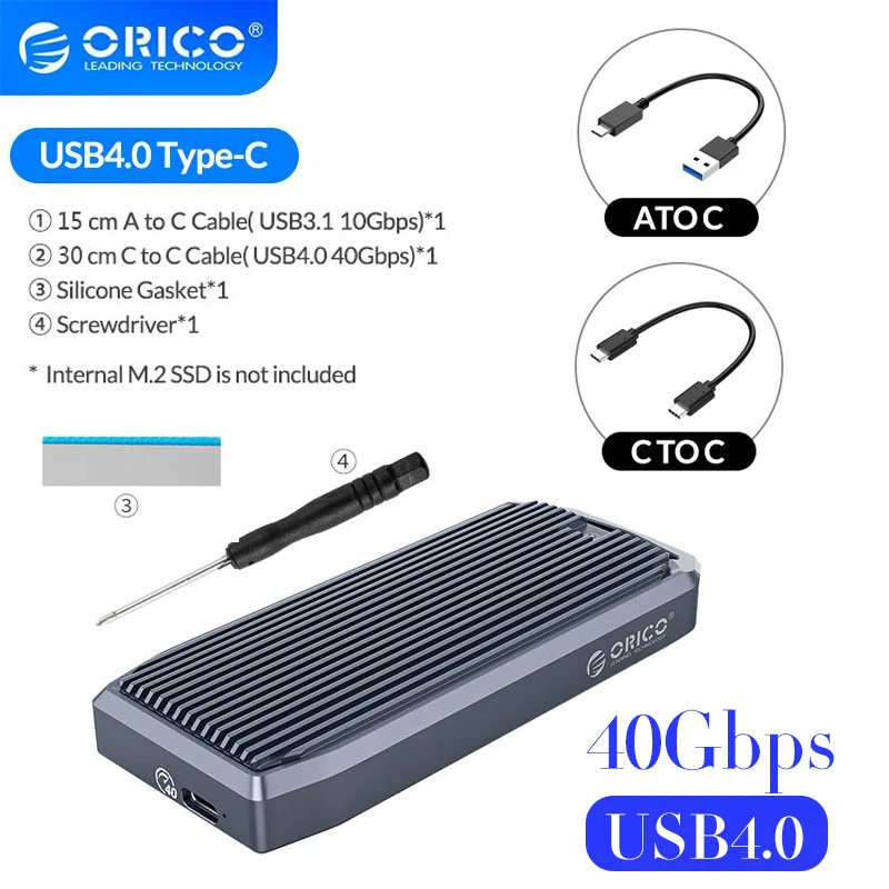 ORICO Thunderbolt 3 LSDT M2 SSD Case 40Gbps NVME Enclosure M.2 to USB 4.0 Type C 4.0 USB 3.0 SSD Adapter for NVME SSD Box M2V01