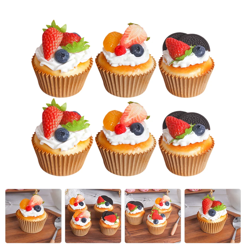 

6 Pcs Simulation Cake Model Ice Cream Toy Home Supplies Pastry Tabletop Decor Reliable Pu Cakes Models Photo Props Decors