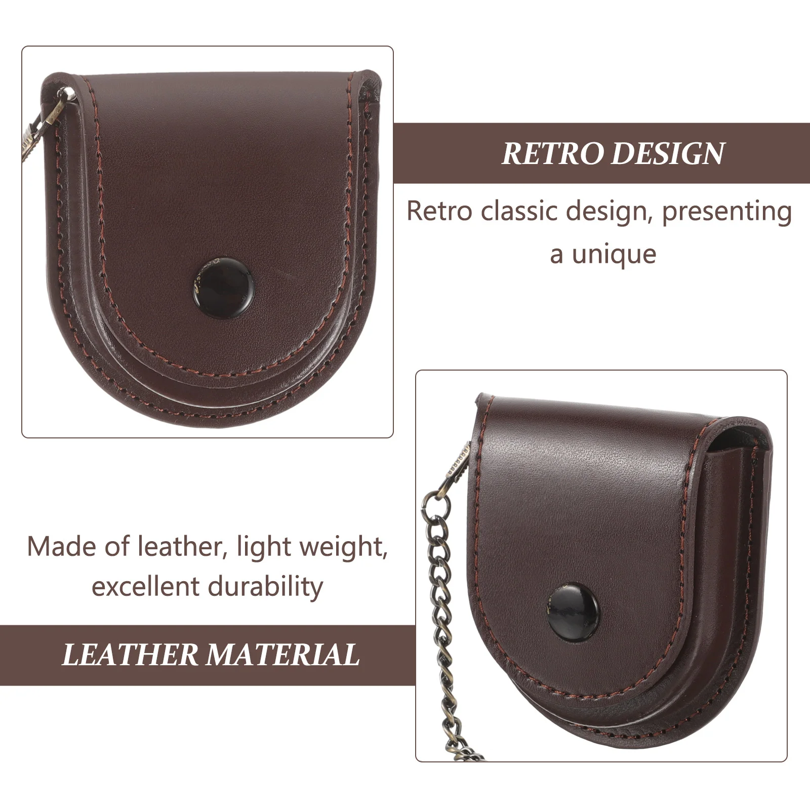 5 Pieces Pocket Watch Case Vintage Bag Waist Retro Portable Outdoor Receptacle Box Pouch Pu Holder