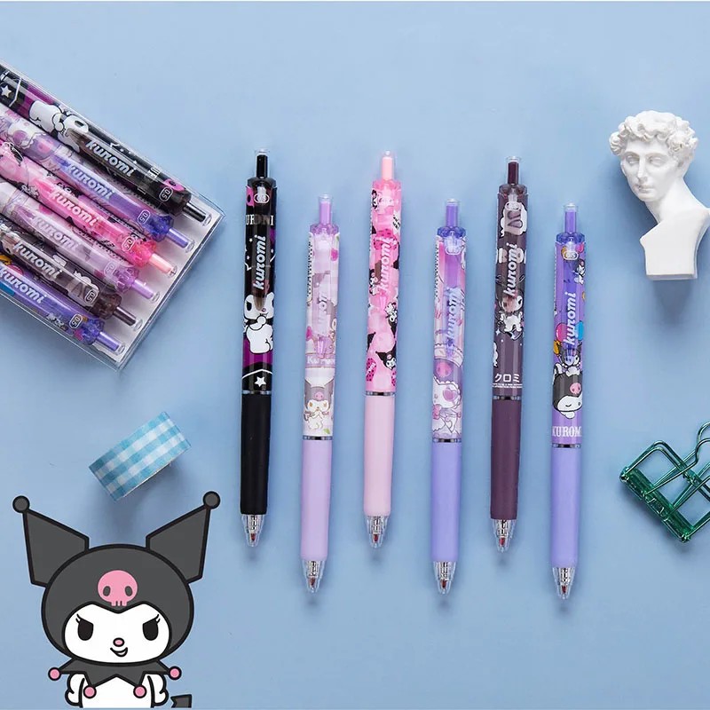 

6Pcs Kawaii Sanrios Gel Pen Kuromi My Melody Cinnamoroll Kitty Cartoon Limited Signature Pen Learning Stationery Office Supplies