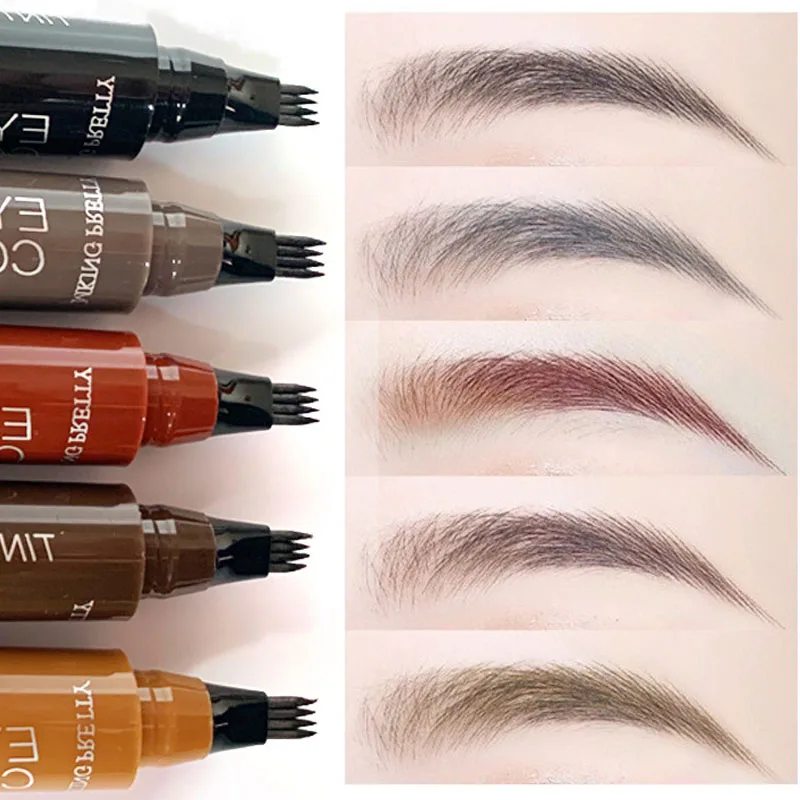 

4 Points Eyebrow Pen 5 Colors Liquid Brow Pencil Dark Brown Microblading Eyebrow Pencil Waterproof Eyebrow Tattoo Pen Cosmetic