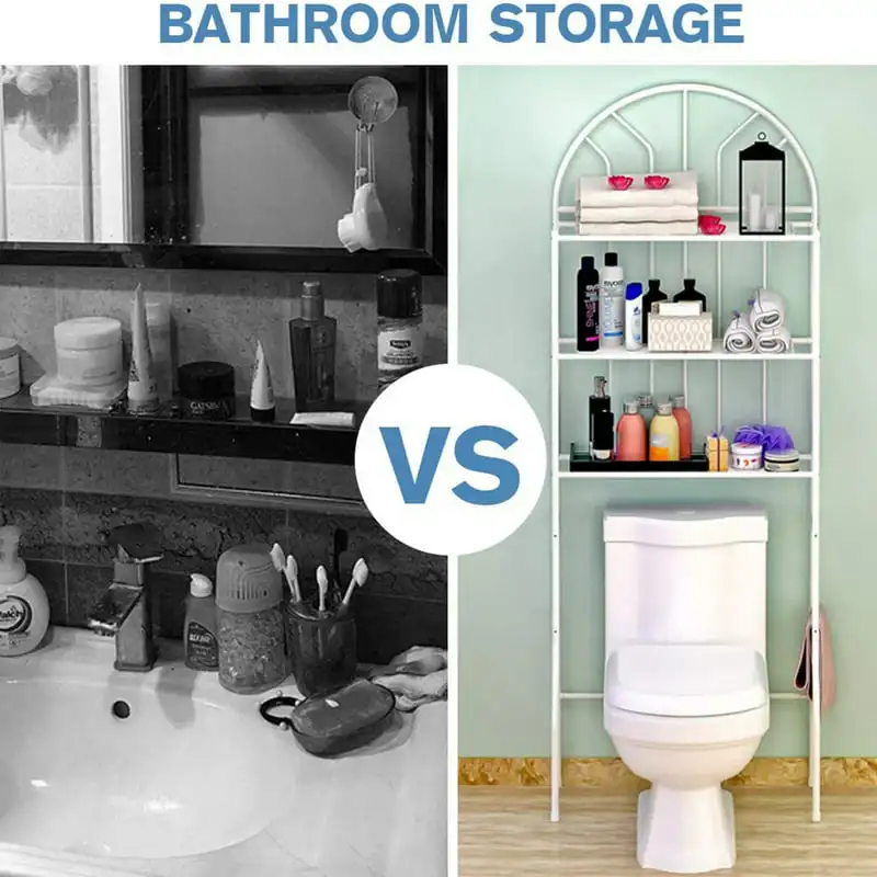 

Elegant 3 Tier Over Toilet Bathroom Storage Stand Organizer Holder, White Bathroom Space Saver Toilet Shelf Bathroom Rack - Perf