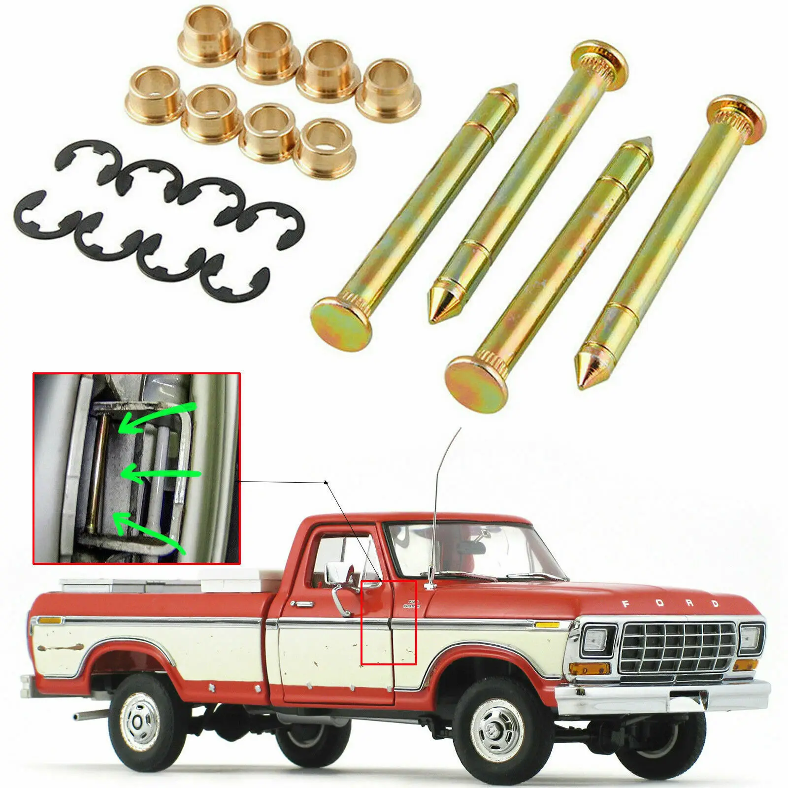 

1 set Car Doors Hinge Pins Pin Bushing Kit Restore Doorman Replacement Fit For Ford F150 F250 F350 Bronco Heavy Duty