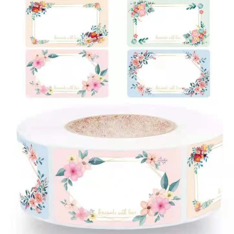 

500 Stickers/Rolls Flower Border Handwritten Sticker Gift Packaging Label Classification Mark Sticker Sticker Sticker Label
