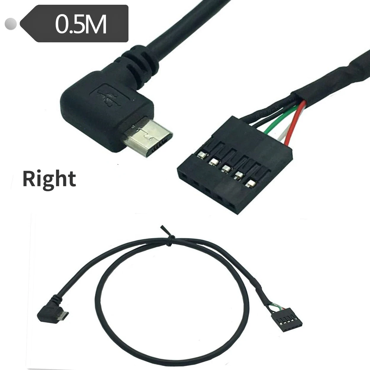 50 см USB Micro 5P Male 90 под прямым углом до 1x 5Pin Female 2,54 USB Header PCB кабель материнской платы