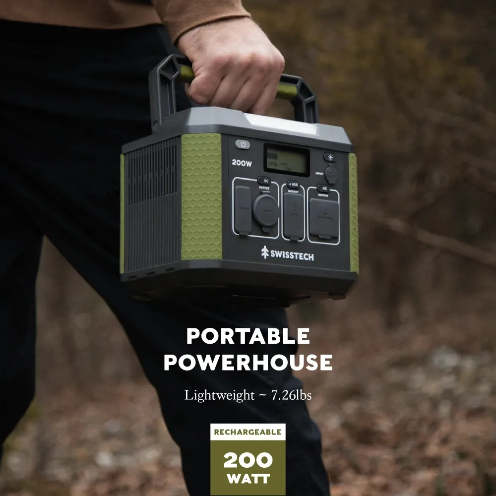 

Portable Power Station 200w Backup Lithium Battery Electric Generator for Camping, RV, Home, Wireless Charging, Solar Compatible