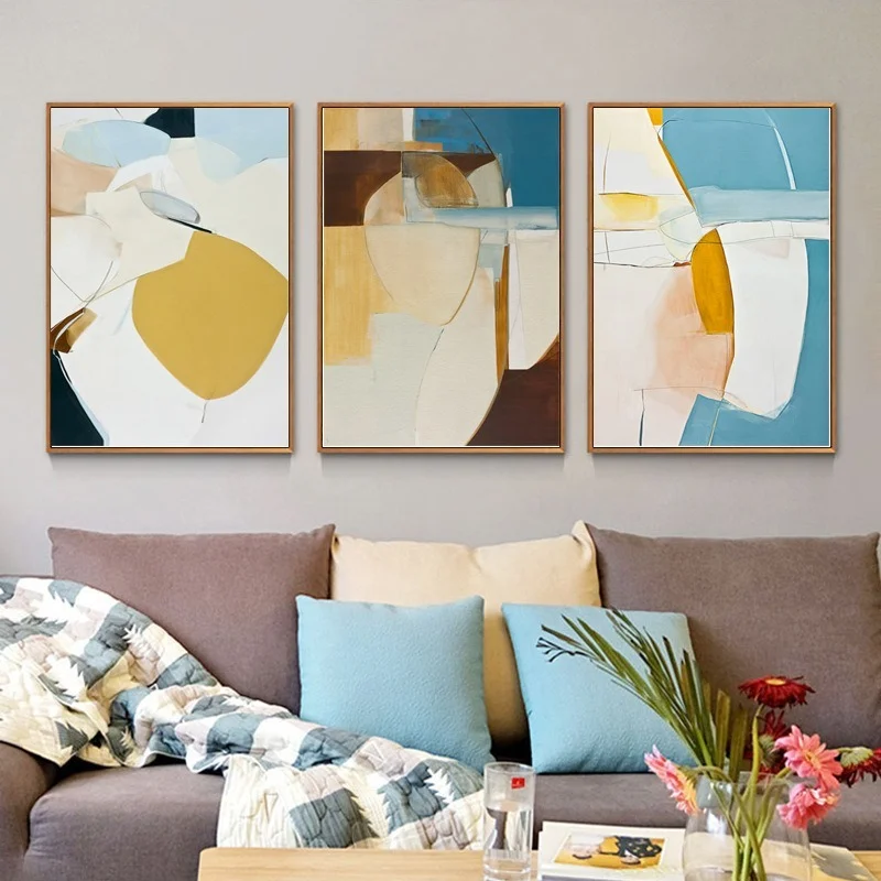 

Frameless Triple Sofa Background Wall Modern Minimalist Living Room Mural Abstract Bedroom Bedside Porch Paintings Art