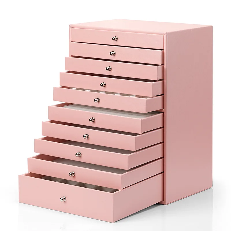 Multi-Layer Jewelry Box, Necklace, Jewelry, Ten-Layer Storage Box, Large-Capacity, High-End Light Luxury Storage Cabinet