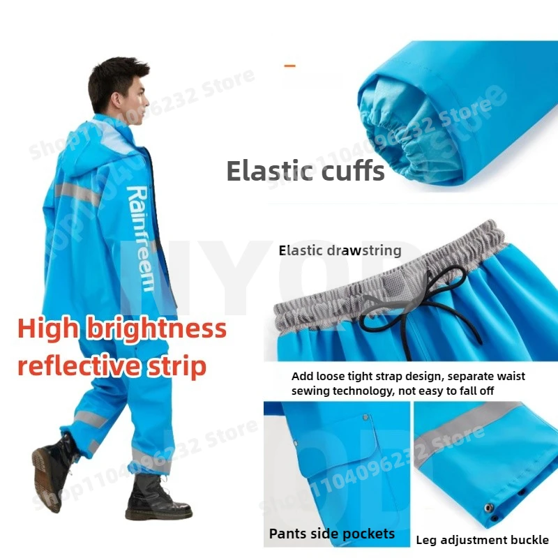 Motorcycle Riding Raincoat Suit Plush Style Raincoat Rainpants Rainstorm Proof Suit Outdoor Fishing Long Full-length Raincoat (art.: 3920caeb62e62) - 3920caeb62e62
