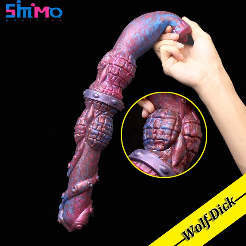 SMMQ 43cm Long Animal Wolf Double Dildo Big Knot Octopus Penis Butt Plug Soft Silicone Fantasy Sex Toys for Adult Vagina Massage