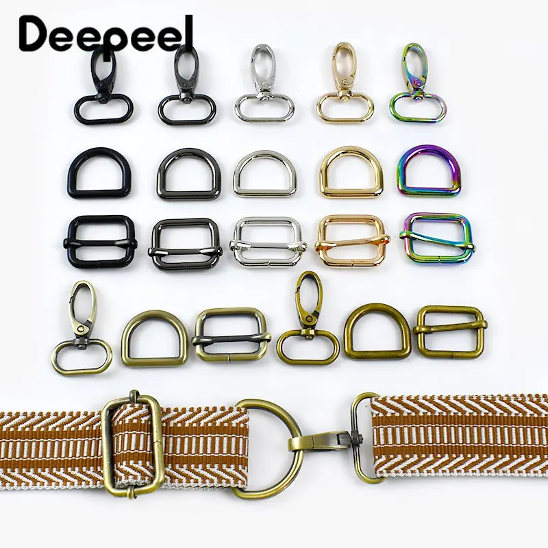 3Sets 20-38mm Metal Lobster Clasp D Ring Tri Glide Buckle for Bags Strap Webbing Dog Collar Adjuster Hook DIY Hardware Accessory