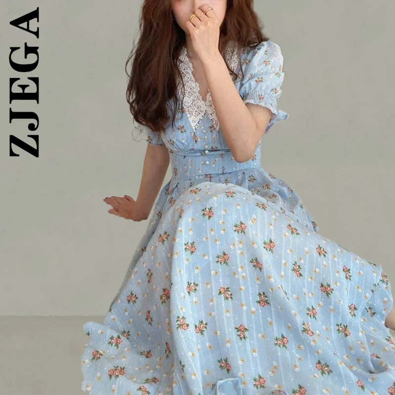 

Zjega New Women Dress Puff Sleeve V Neck Midi Dress Fall Dresses Vocation Style All-Match Outfits Vestidos Dress Woman Female