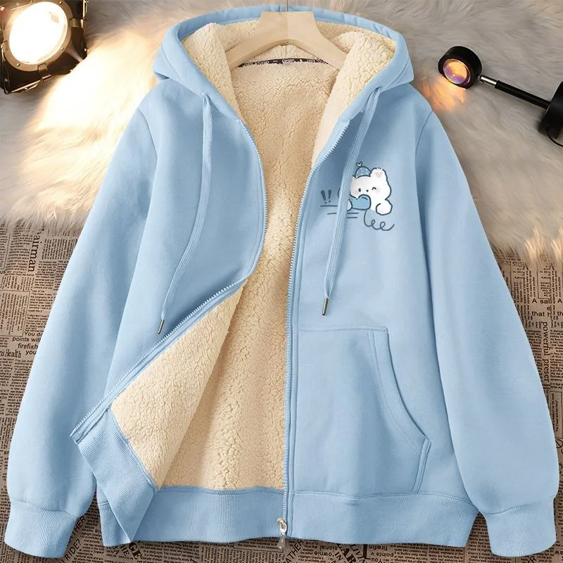 Женский кардиган с капюшоном теплый свободный жакет из овечьей шерсти. Новинка